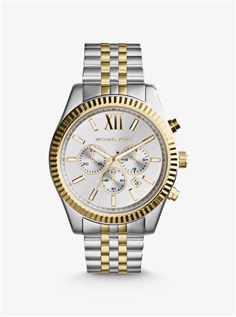 michael kors uhr lexington damen gold silber|michael kors lexington silver.